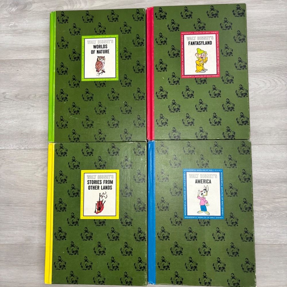 Vintage Walt Disney Wonderful Worlds Golden Press Book Set of 4 Hardcover 1960s